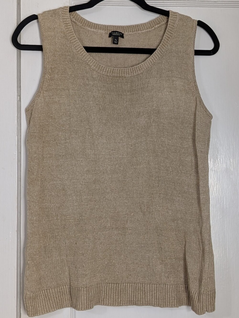 Talbots Tank Top Womens XP Petite 100% Linen Knit Beige Coastal Sleeveless I